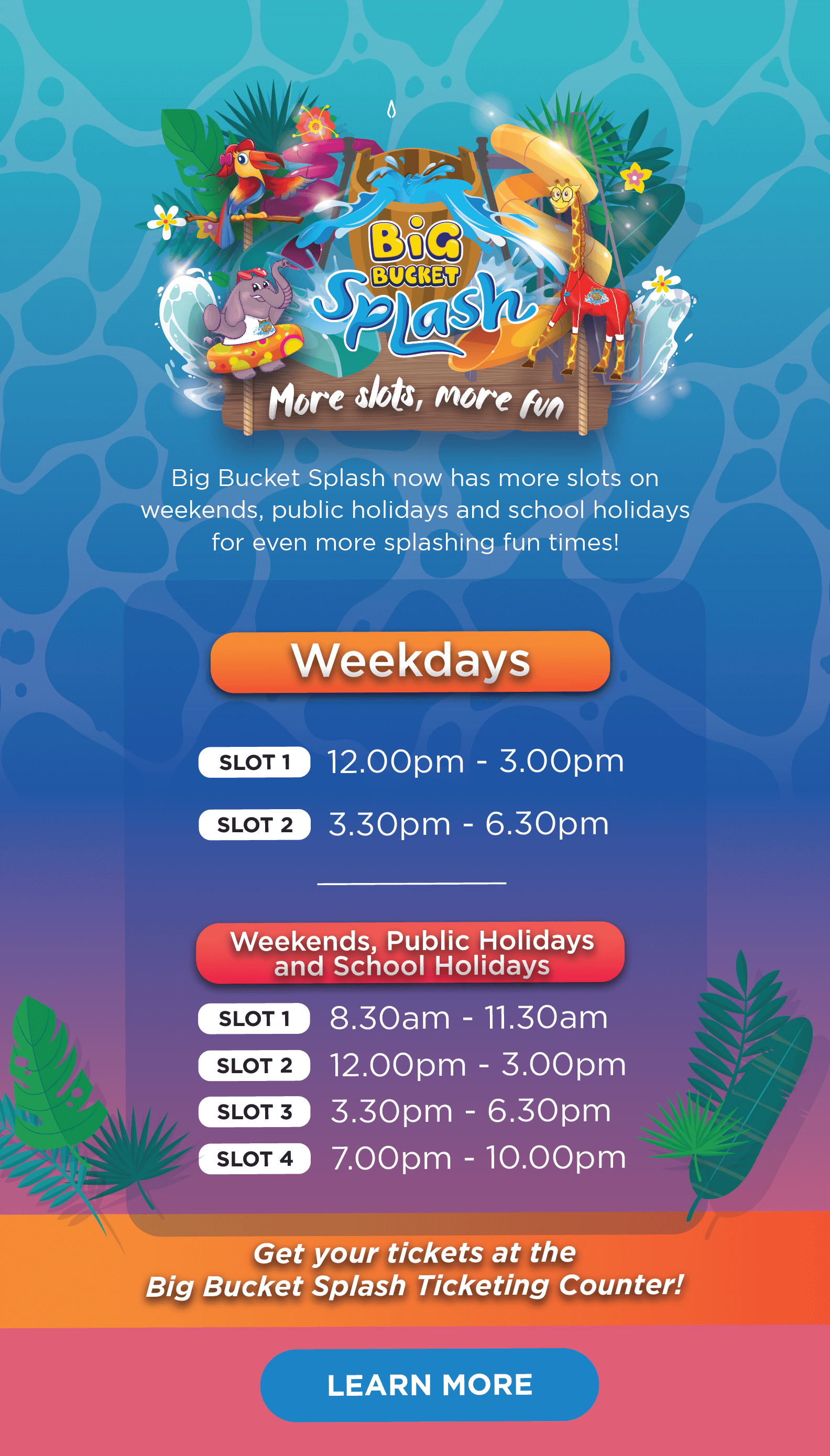 New Time Slots @ Big Bucket Splash