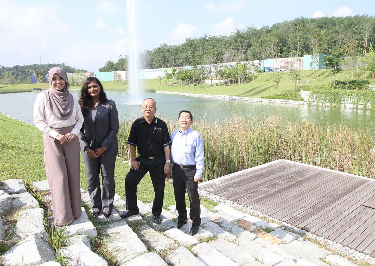 (From left) Khariza, Vijayalakshmi, Keizrul and Chung, whose organisations work together to ensure that biodiversity is maintained in Gamuda Land’s development projects.