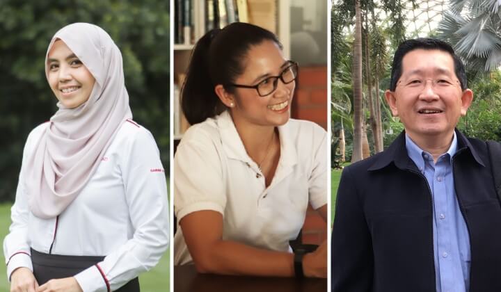 Khariza (left), Dr Christine Fletcher, Ecologist and Gamuda Parks Advisor (centre), and Dr Richard Chung, FRIM Head of Flora Biodiversity Programme and Gamuda Parks Advisor (right).