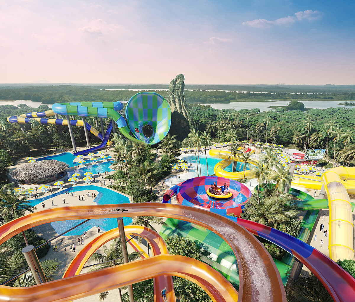Splashmania features heart-pounding rides like the Free Fall, Ravage River and Thrilling Slide.